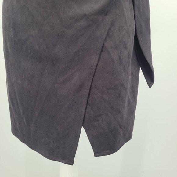 By the Way Desiree Faux Suede Wrap Dress -Black - Picture 4 of 12